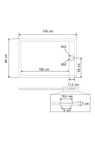 Receveur de douche Athena - Blanc - 140 x 80 x 3 cm
