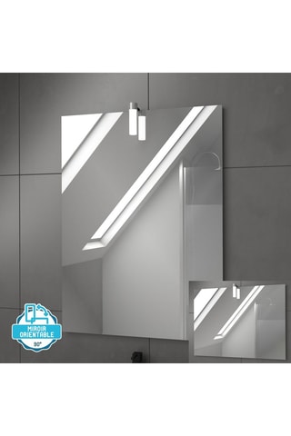 Meuble de salle de bain et miroir led rectangle timber 80