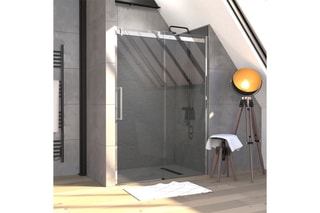 Paroi porte de douche en verre trempé Rolling Chromed - 140 x 200 cm