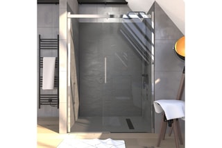 Paroi porte de douche en verre trempé Rolling Chromed - 140 x 200 cm