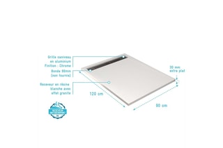 Receveur avec grille caniveau Athéna - 90 x 120 x 3 cm