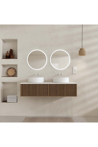 Ensemble de salle de bain avec LED et vasques céramique Yuki - 3 pièces