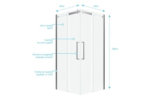Paroi porte de douche coulissante Rolling Chromed - 90 x 90 cm