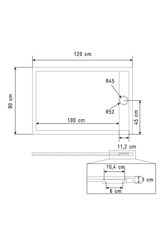 Receveur de douche Athena - Blanc - 120 x 90 x 3 cm