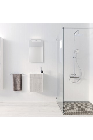 Ensemble meuble lave-main suspendu Mini - Gris et blanc