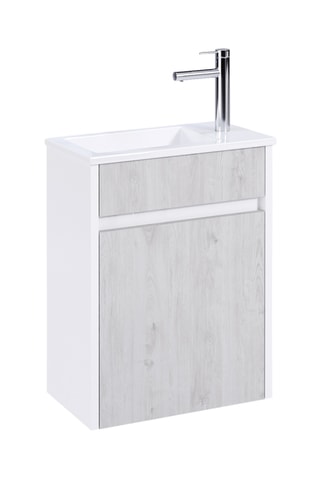 Ensemble meuble lave-main suspendu Mini - Gris et blanc