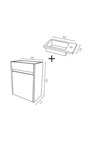 Ensemble meuble lave-main suspendu Mini - Gris et blanc