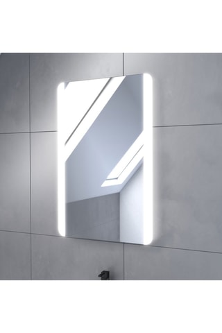 Ensemble suspendu meuble salle de bain 2 tiroirs, vasque et miroir LED - Naturel et blanc
