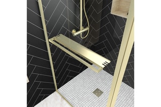 Paroi de douche à l'italienne avec volet pivotant - Doré