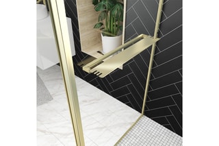 Paroi de douche à l'italienne avec volet pivotant - Doré