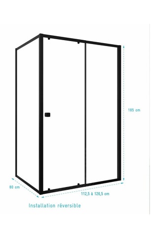 Porte de douche coulissante et retour en verre Black Slide - 120 x 185 / 80 x 185 cm
