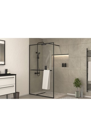 Paroi de douche 3-en-1 - Transparent et noir - 120 x 200 cm