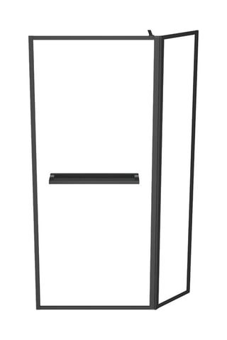 Paroi de douche 4-en-1 - Transparent et noir - 90+40 x 200 cm