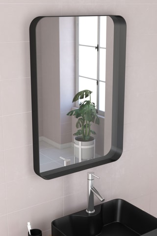 Ensemble meuble lave-main suspendu avec miroir Uby - Noir et naturel