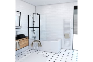 Pare-baignoire pivotant Transparent et noir