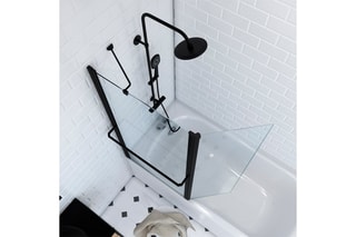 Pare-baignoire pivotant Transparent et noir
