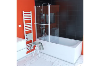 Pare-baignoire pivotant Transparent et blanc