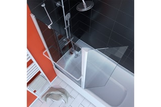 Pare-baignoire pivotant Transparent et blanc