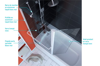 Pare-baignoire pivotant Transparent et blanc