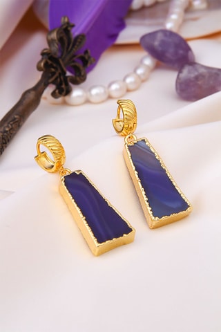 Orecchini - Laminato oro fino giallo - Agate