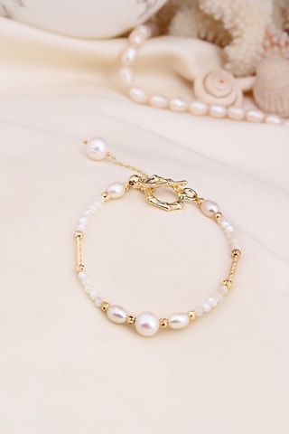 Bracciale gourmette - Dorato e bianco 