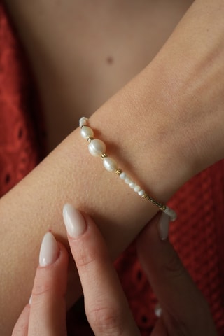 Bracciale gourmette - Dorato e bianco 