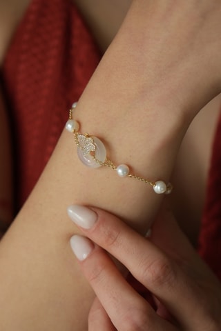 Bracciale gourmette - Dorato e bianco 