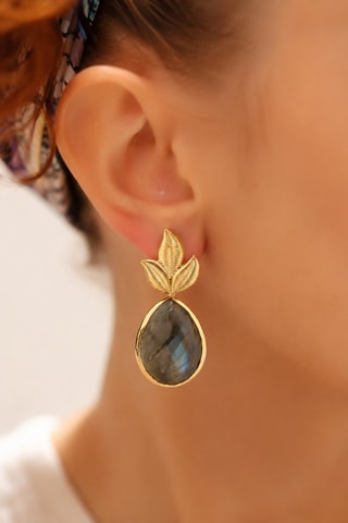 Orecchini - Placcato oro giallo e labradorite