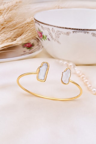 Bracciale bangle - Placcato oro giallo e perle coltivate