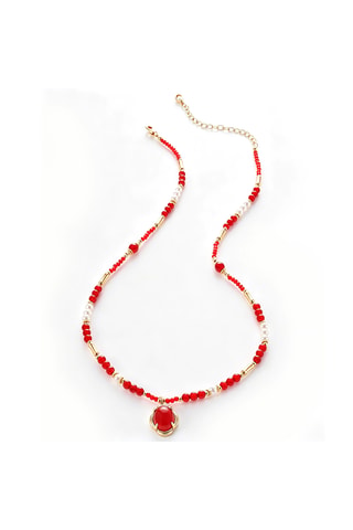 Collana - Placcato oro giallo, cristalli e perle coltivate