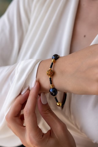 Bracciale - Placcato oro giallo e onice