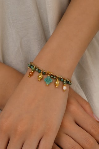 Bracciale - Placcato oro giallo e turchesi