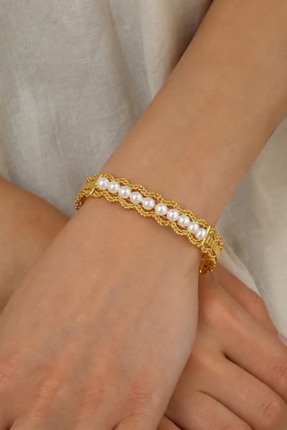 Bracciale bangle - Placcato oro giallo e perle coltivate