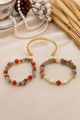 3 bracciali laminato oro giallo - Prehniti