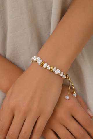 Bracciale laminato oro giallo - Perle coltivate
