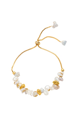 Bracciale laminato oro giallo - Perle coltivate