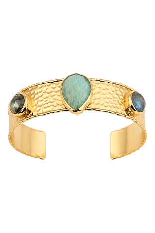 Bracciale bangle - Placcato oro giallo, amazzoniti e labradoriti