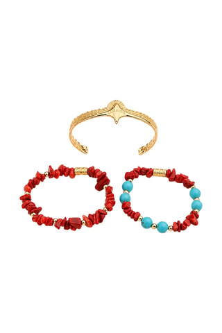 3 bracciali laminato oro giallo - Turchesi