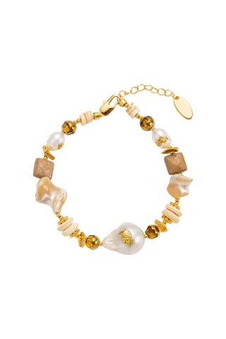 Bracciale laminato oro giallo - Madreperla e perle coltivate