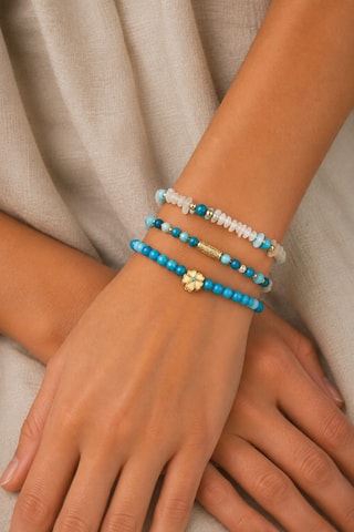 3 bracciali - Placcato oro giallo, agate e pietre di luna
