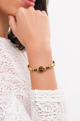 Bracciale - Placcato oro giallo e occhi di tigre
