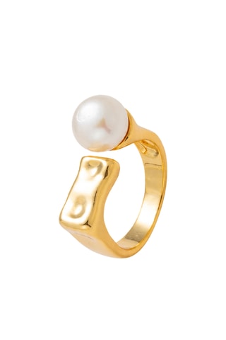 Anello laminato oro giallo - Perla coltivata