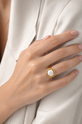 Anello - Placcato oro giallo e perla coltivata