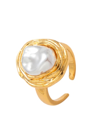 Anello - Placcato oro giallo e perla coltivata