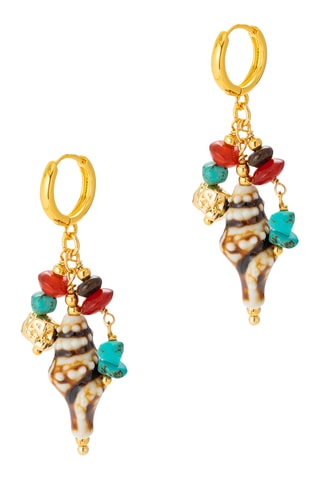 Orecchini - Placcato oro giallo, turchesi e agate