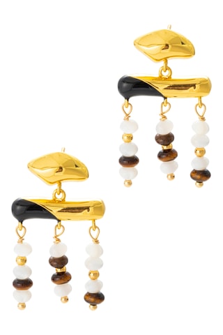 Orecchini laminato oro giallo - Madreperla e occhi di tigre