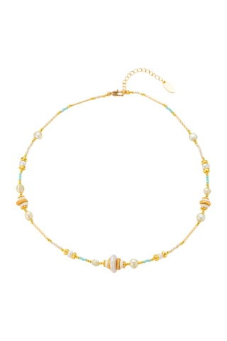 Collana - Placcato oro giallo, turchesi e perle coltivate