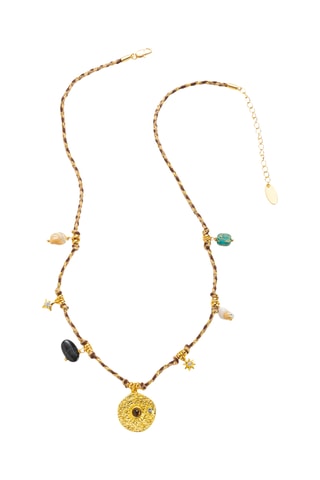 Collana - Placcato oro giallo e occhio di tigre
