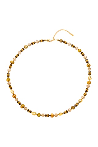 Collana - Placcato oro giallo, occhi di tigre e citrini