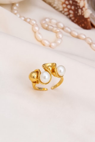 Anello - Placcato oro giallo e perle coltivate